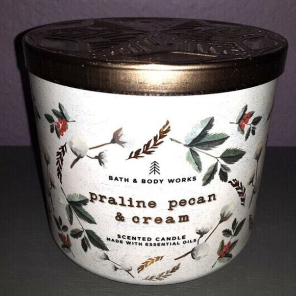 Bath & Body Works Praline Pecan & Cream Scented 3 Wick Jar Candle 14.5 oz - Picture 1 of 6